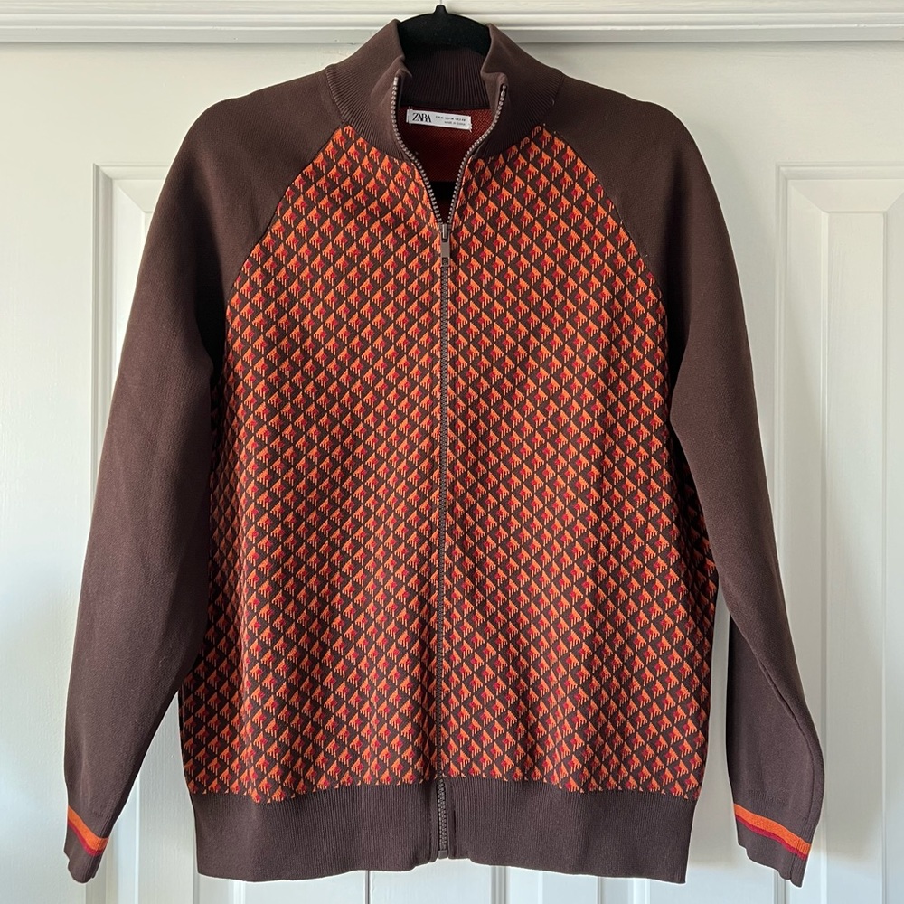 ZARA Geometric Jacquard Knit Jacket